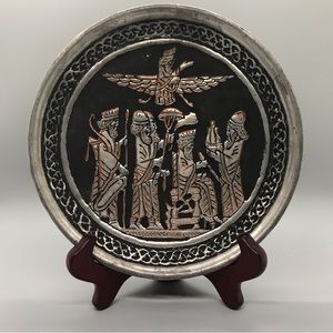 Persian Zoroastrian vintage metal plate.